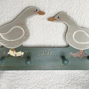Hand Painted Goose Wall Hook Decor